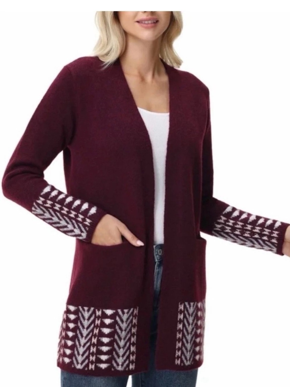 Frye The Cozy Cardigan Sweater Size M Open Front Long Sleeve Pockets Western